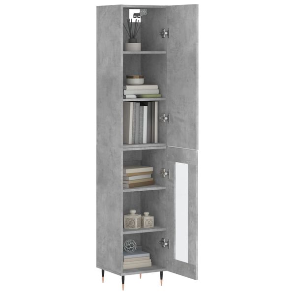 vidaXL Highboard betonggr&aring; 34,5x34x180 cm konstruert tre
