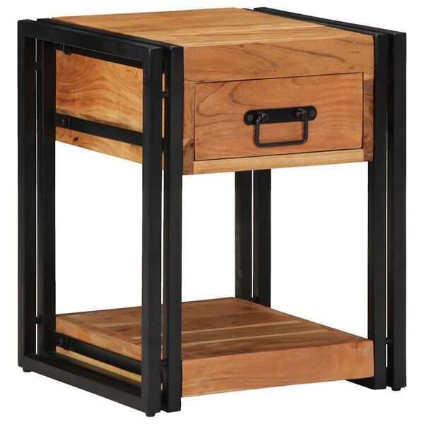 vidaXL Nattbordskap med skuff 2 pcs Brun 40 x 40 x 50 cm heltre akasie