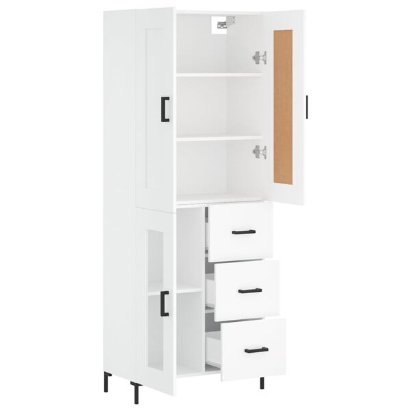 vidaXL Highboard hvit 69,5x34x180 cm konstruert tre