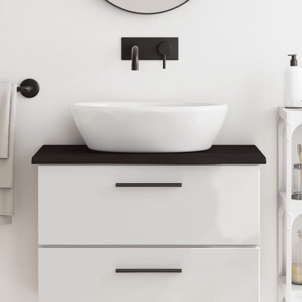 vidaXL Benkeplate til bad m&oslash;rkebrun 80x30x2 cm behandlet heltre