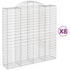 vidaXL Gabionkurver buede 8 stk 200x50x200/220 cm galvanisert jern