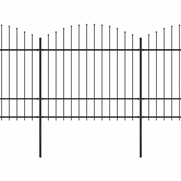 vidaXL Hagegjerde med spydtopp st&aring;l 1248x175 cm svart