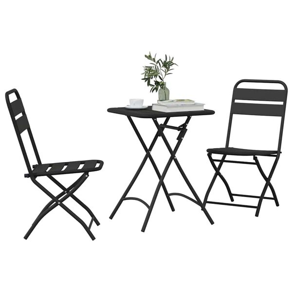 vidaXL Bistrosett 3 pcs Antrasitt Stål