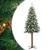 vidaXL Slim juletre med 300 LED grønn 180 cm PVC og Massivt Furu tre