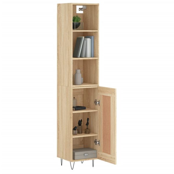vidaXL Highboard sonoma eik 34,5x34x180 cm konstruert tre