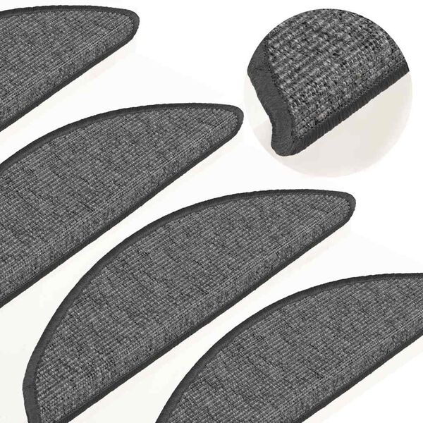 vidaXL Trappematter 15 stk 56x17x3 cm beige og gr&aring; halvrund