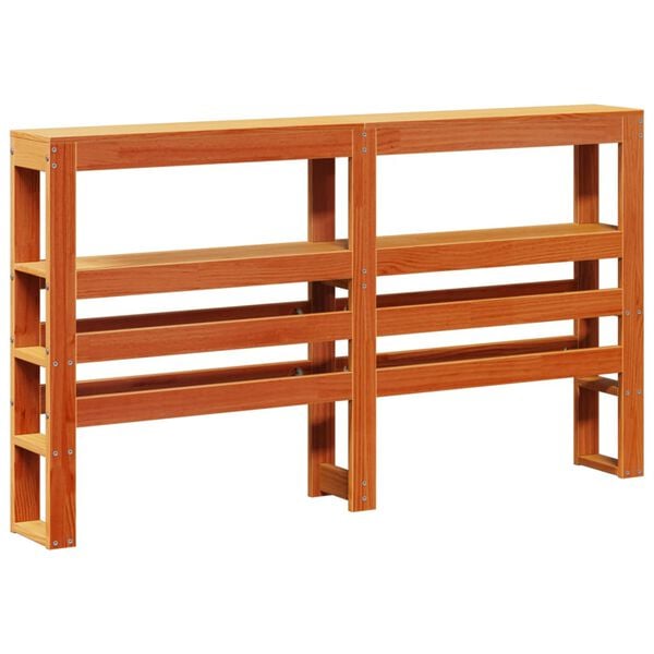 vidaXL Hodegavl med hyller voksbrun 135 cm heltre furu