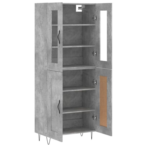 vidaXL Highboard betonggr&aring; 69,5x34x180 cm konstruert tre