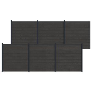 vidaXL Gjerdesett 6 pcs 1045 x 186 cm WPC og Aluminium Svart