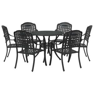 vidaXL Hage Spisegruppe 7 pcs Svart Aluminium