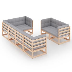 vidaXL Hagesofagruppe med puter 7 deler heltre furu