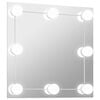 vidaXL Veggspeil med LED-lys firkantet glass