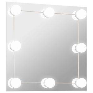 vidaXL Veggspeil med LED-lys firkantet glass