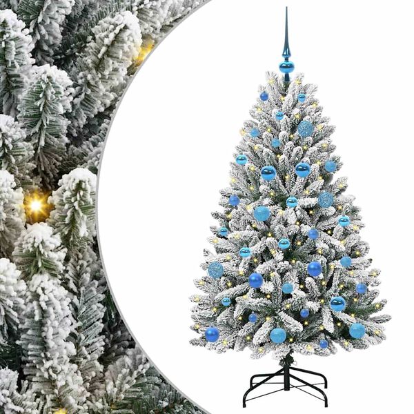 vidaXL Kunstig juletre med 150 LED Gr&oslash;nn og hvit 150 cm PVC og metall