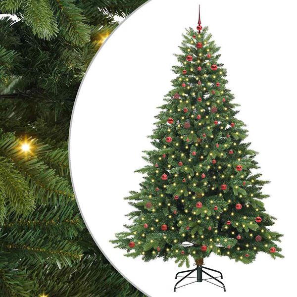 vidaXL Kunstig juletre med 300 LED med stativ grønn 240 cm PE og PVC