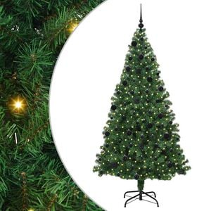 vidaXL Kunstig juletre med 300 LED gr&oslash;nn 210 cm PVC og St&aring;l og Plast