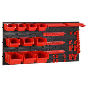 vidaXL Verkstedhyllesett 35 stk r&oslash;d og svart 77x39 cm polypropylen