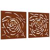 vidaXL Veggdekorasjoner til hage 2 stk 55x55 cm cortenst&aring;l rosedesign