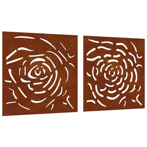 vidaXL Veggdekorasjoner til hage 2 stk 55x55 cm cortenst&aring;l rosedesign