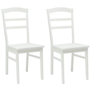 vidaXL Spisestuestol 2 stk. Solid Gummitre Hvit 36 x 45,5 x 93,5 cm