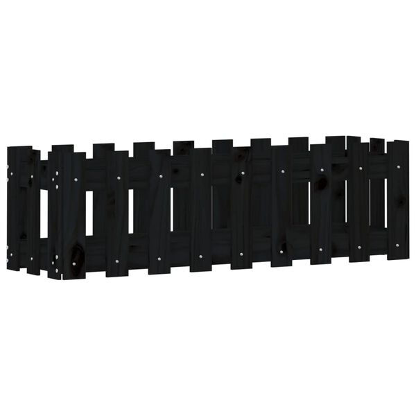 vidaXL H&oslash;ybed med gjerdedesign svart 100x30x30 cm heltre furu
