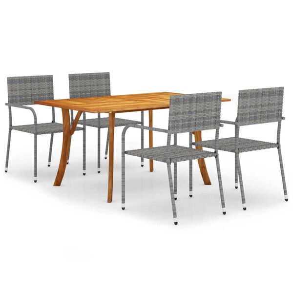 vidaXL Utend&oslash;rs spisestue 5 deler antrasitt