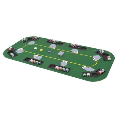 vidaXL Pokerbordplate 8 spillere sammenleggbar 4 delt rektangulær grønn