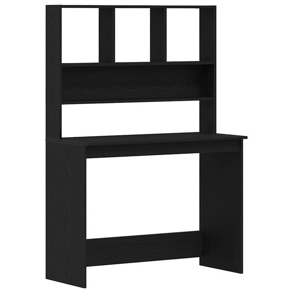 vidaXL Skrivebord med hyller svart eik 102x45x148 cm konstruert tre