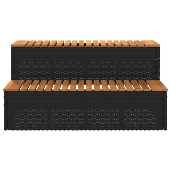 vidaXL Badestamp trinn svart 100x50x50,5 cm polyrotting&heltre akasie