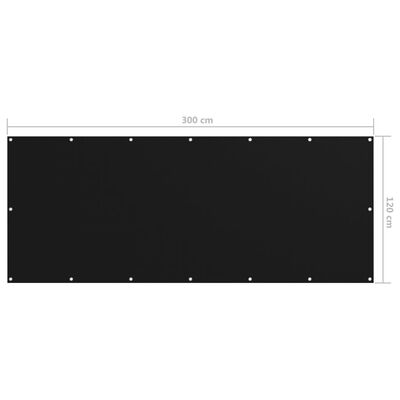 vidaXL Balkongskjerm svart 120x300 cm oxfordstoff