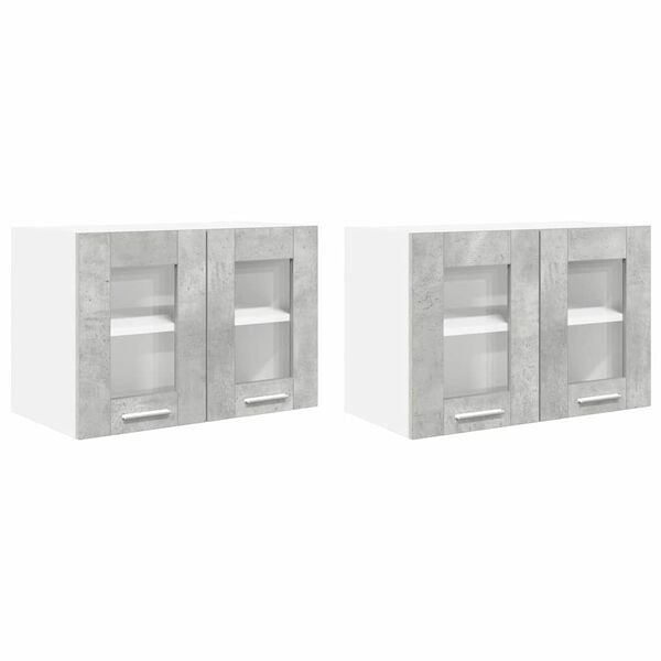 vidaXL Hengende skap 2 pcs Betonggr&aring; 60 x 31 x 40 cm Konstruert tre