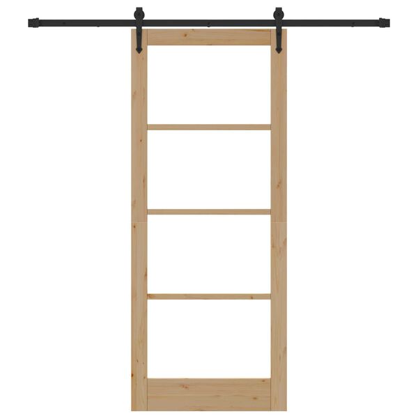 vidaXL Skyved&oslash;r Naturlig og svart 86 x 211 cm Massivt furutre og glass