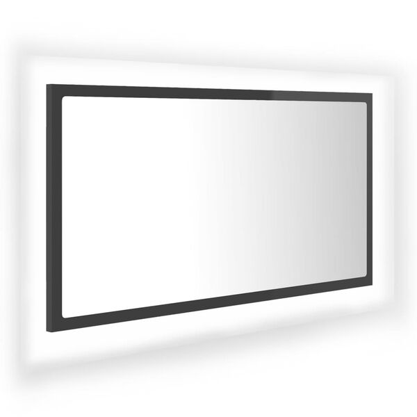 vidaXL LED-badespeil h&oslash;yglans gr&aring; 80x8,5x37 cm akryl