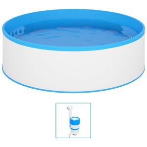 vidaXL Plaskebasseng med overflaterenser og pumpe 350x90 cm hvit