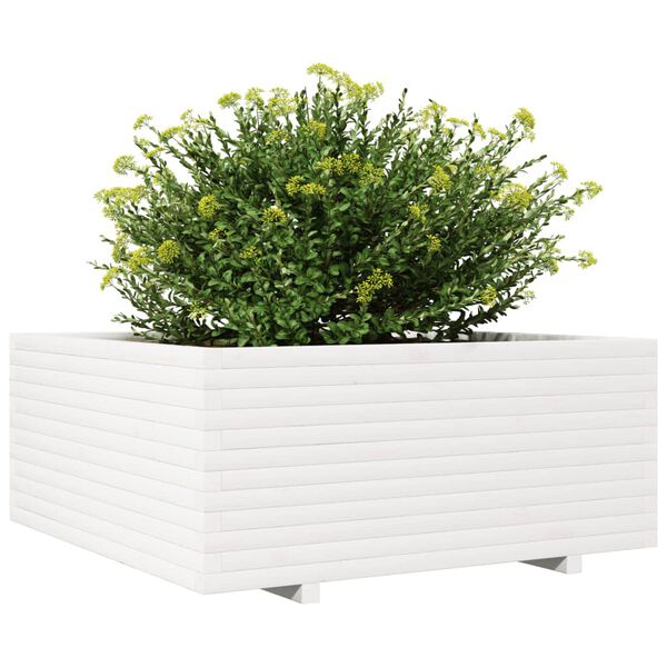 vidaXL Plantekasse hvit 110x110x49,5 cm heltre furu