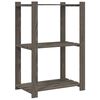 vidaXL Oppbevaringshylle 3 etasjer gr&aring; 60x38x90 cm heltre furu