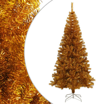 vidaXL Kunstig juletre med stativ gull 240 cm PET