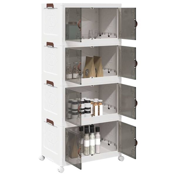 vidaXL Oppbevaringsboks stablebar med hjul 4-lags 75 L 64x40x141,5 cm