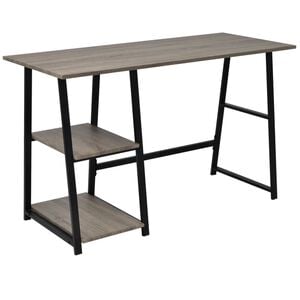 vidaXL Skrivebord med 2 hyller gr&aring; og eik