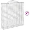 vidaXL Gabionkurver buede 7 stk 200x50x200/220 cm galvanisert jern