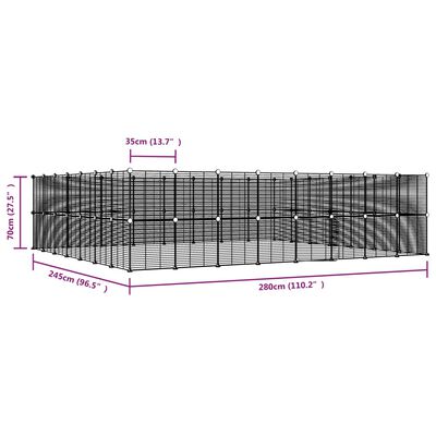 vidaXL Dyrebur 60 paneler med dør svart 35x35 cm stål