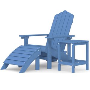 vidaXL Adirondack hagestol med fotst&oslash;tte og bord HDPE havbl&aring;