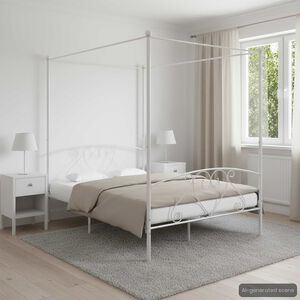 vidaXL Himmelsengeramme hvit metall 140x200 cm