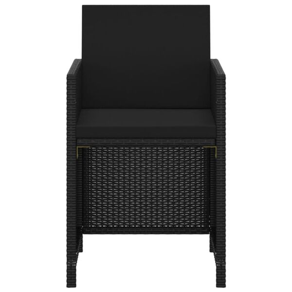 vidaXL Hagespisegruppe med puter 3 deler polyrotting svart