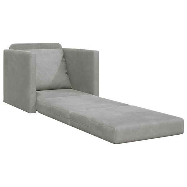 vidaXL Sammenleggbar Sofa seng Lysegr&aring; 74 x 77 x 81 cm Fl&oslash;yel