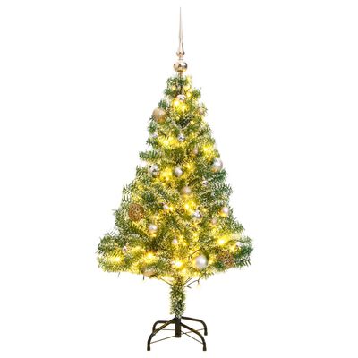vidaXL Kunstig juletre med 150 LED kulesett og flokket snø 150 cm