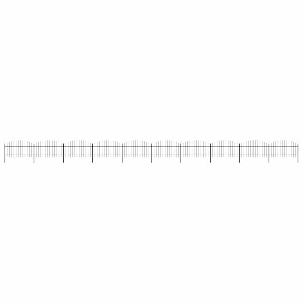 vidaXL Hagegjerde med spydtopp st&aring;l 1781,5x125 cm svart