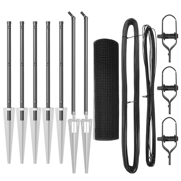 vidaXL Gjerdep&aring;le Gr&aring; 10 x 0,8 m (25 x 25 mm mesh) St&aring;l og PVC