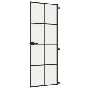 vidaXL Innerd&oslash;r slank svart 76x201,5 cm herdet glass og aluminium