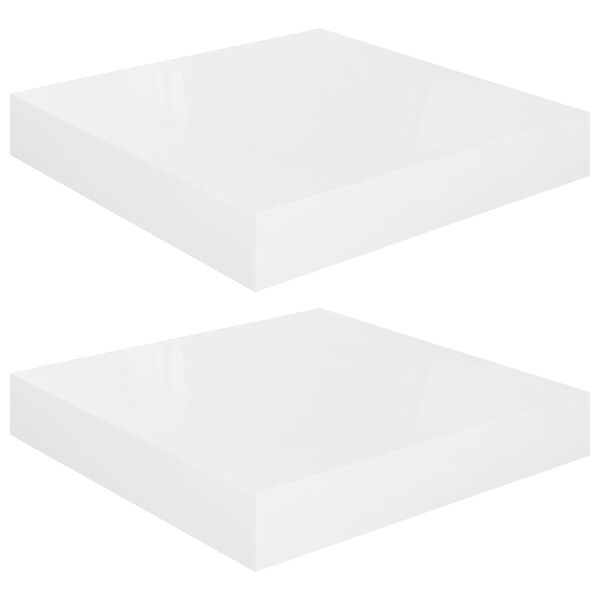 vidaXL Flytende vegghyller 2 stk høyglans hvit 23x23,5x3,8 cm MDF